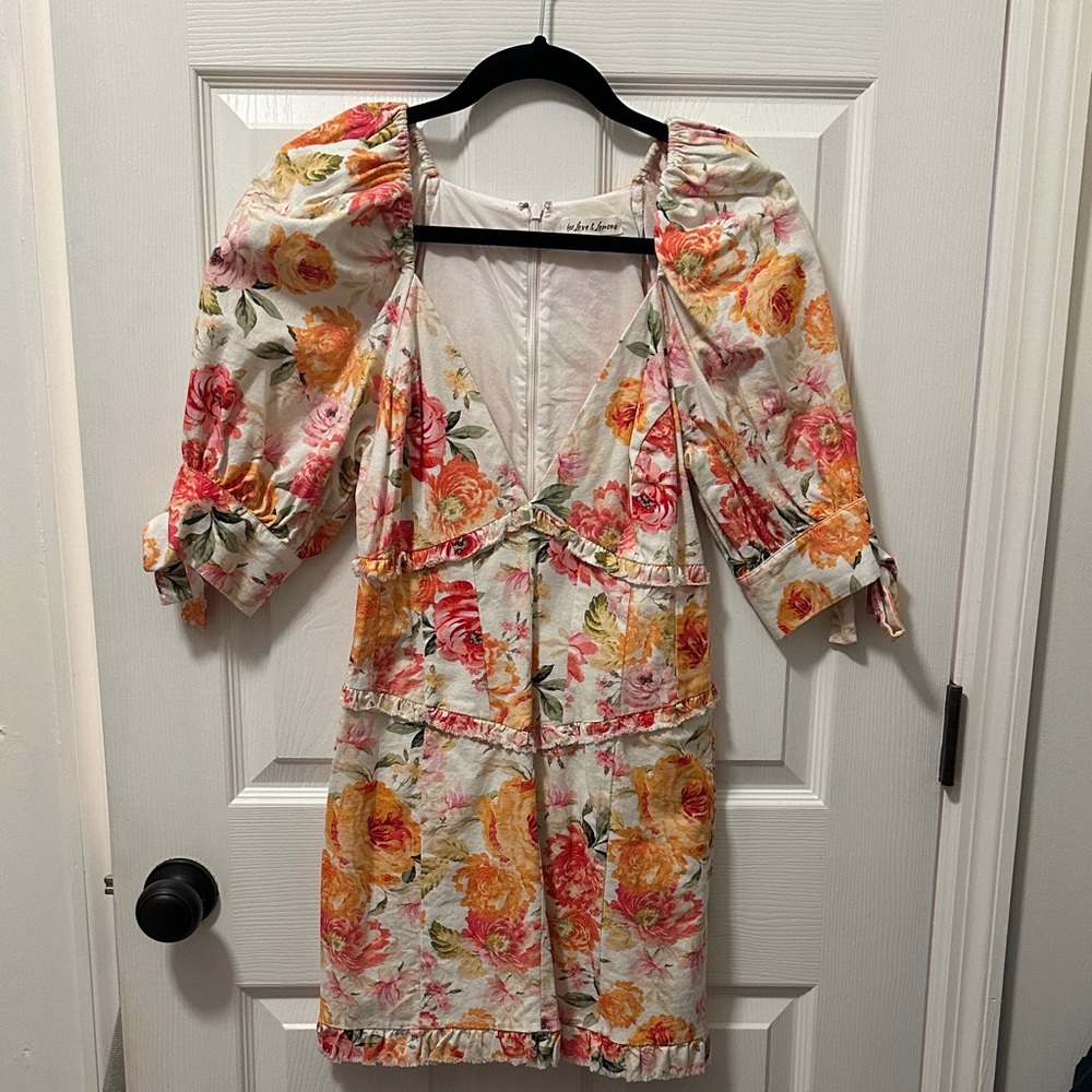 For Love & Lemons Floral Puff Sleeve Dress